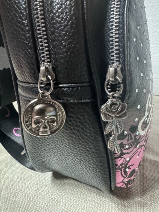 Ed Hardy Black & Pink Skull Print Mini Backpack main image 11